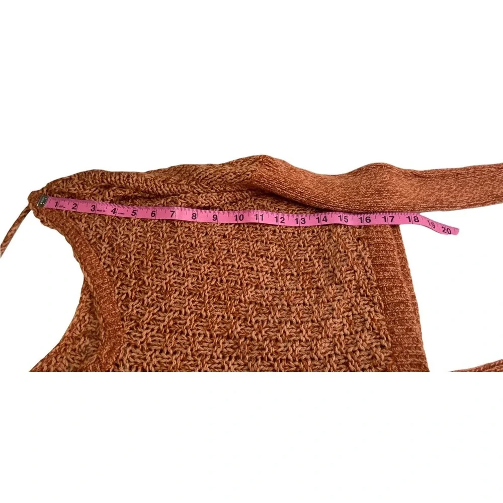 FREE PEOPLE Women Wide Scoop Neck Long Sleeve Loose Weave Sweater Sz S Orange